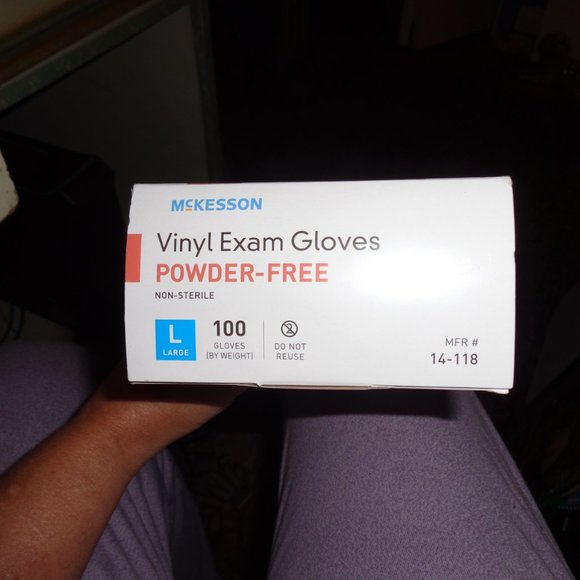 McKesson Powder-free exam gloves. Color is white or clear.100 count. Size Large. - Picture 3 of 3